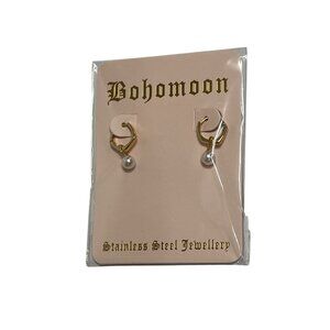 Bohomoon Pia Pearl Hoop Earrings in Gold Stainless Steel